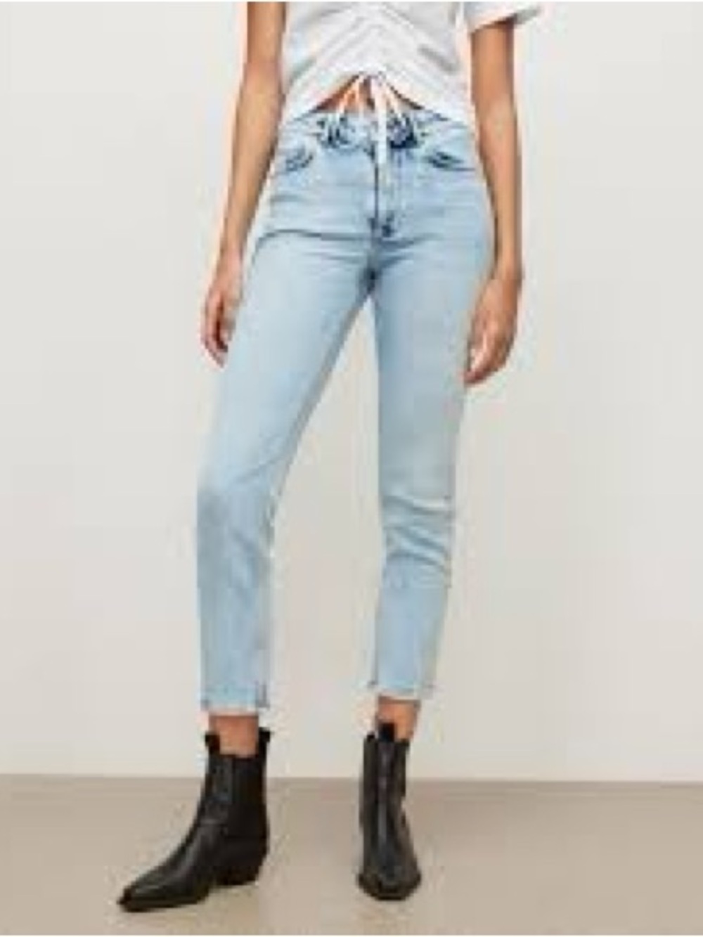AllSaints Light Blue Cropped High-Rise Jeans